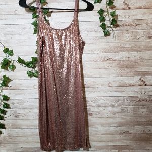 Forever 21 Rose Gold Sequin Dress Mini
